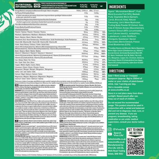 Supergreens Vegan Blaubeere Lucuma